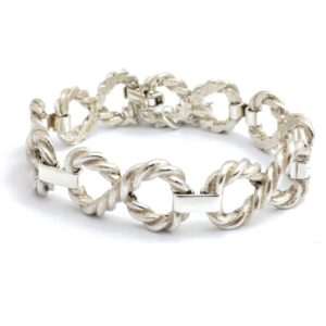 Zilveren fantasie schakel armband