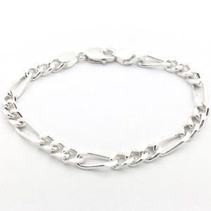 Zilveren Figaro schakel armband; Heren | 21 cm