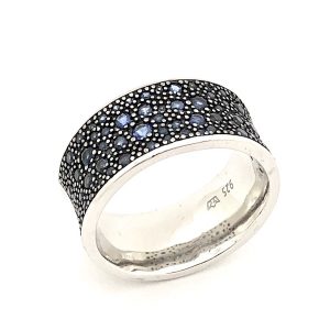 Blauwe zirconia ring met stenen