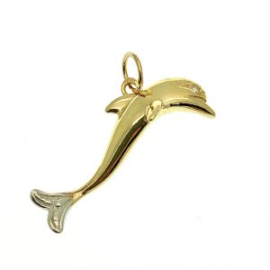 bicolor gouden hanger dolfijn met diamant