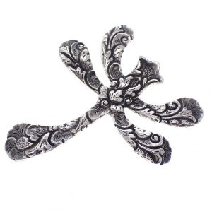 zilveren broche libelle barok vintage