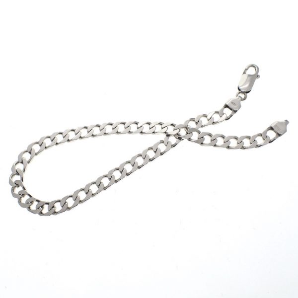 Zilveren platte gourmet schakel armband | 22 cm