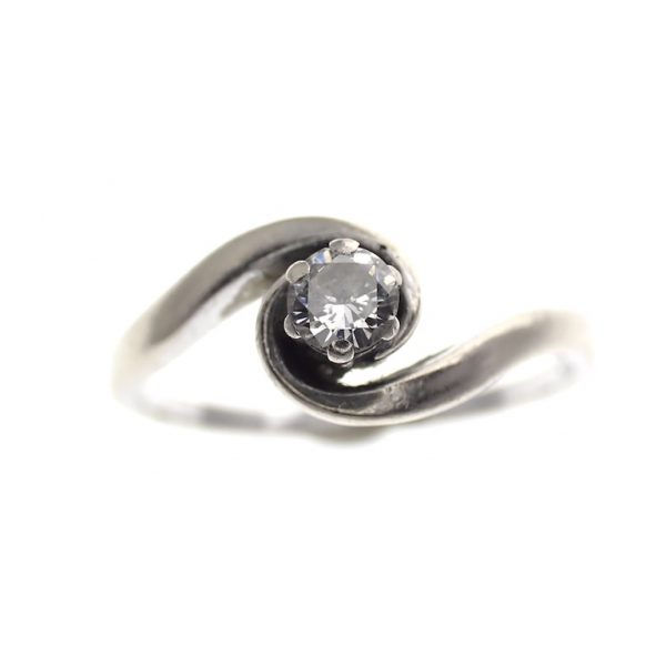 Bicolor gouden solitair ring met diamant 0,15 ct.