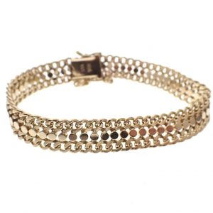 8 Krt. Fantasie schakel armband | 19,5 cm