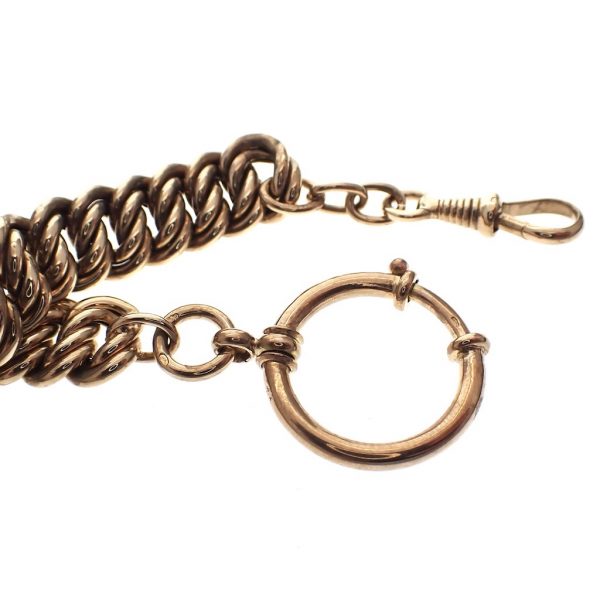 Vintage gouden horlogeketting; Chatelaine (voor aan een zakhorloge) | 25 cm