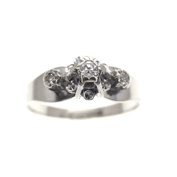Vintage witgouden ring met diamant | 0,06 ct.