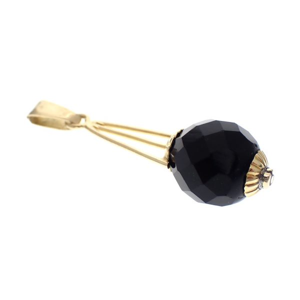 Gouden vintage kegel hanger met granaat