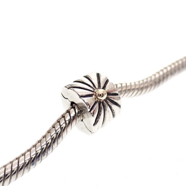Pandora clip bedel; Zilver met goud; Sunburst