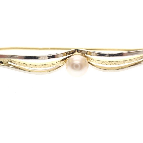 Bicolor gouden broche met parel
