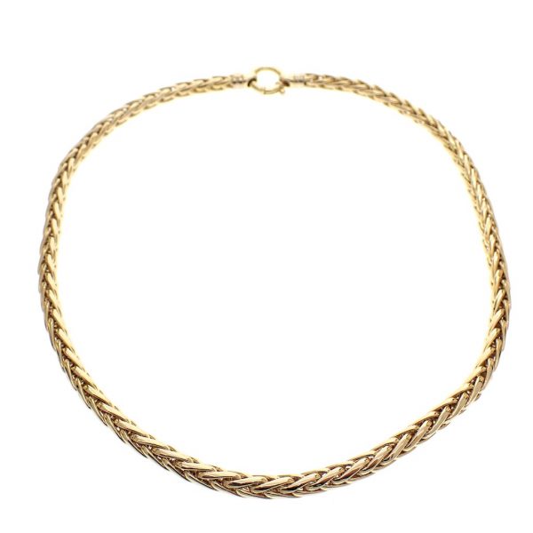 Gouden gevlochten collier; Vossenstaart schakel | 45 cm