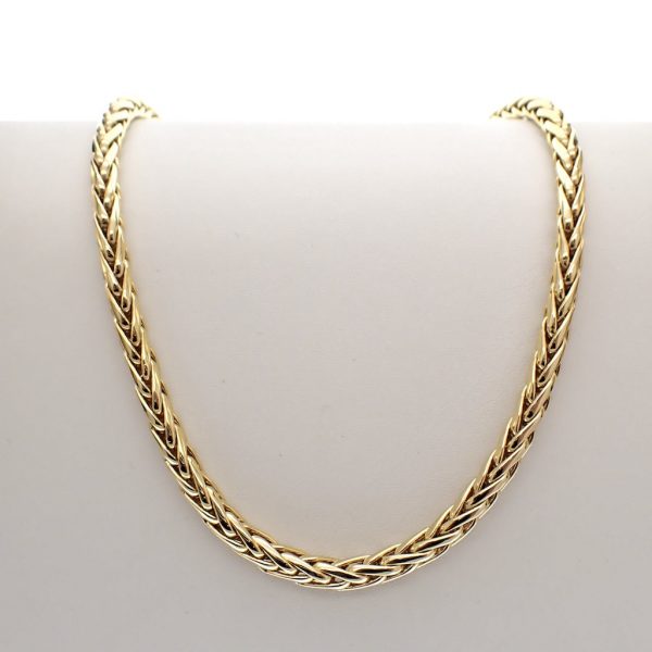 Gouden gevlochten collier; Vossenstaart schakel | 45 cm