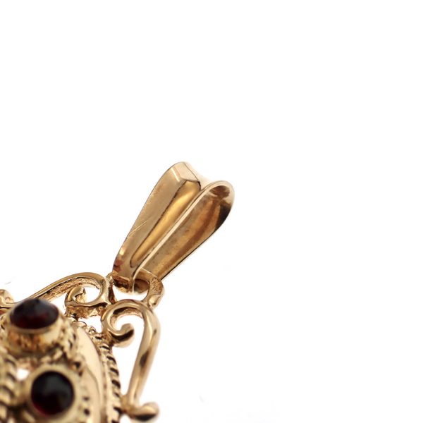 Vintage gouden hanger met granaat stenen