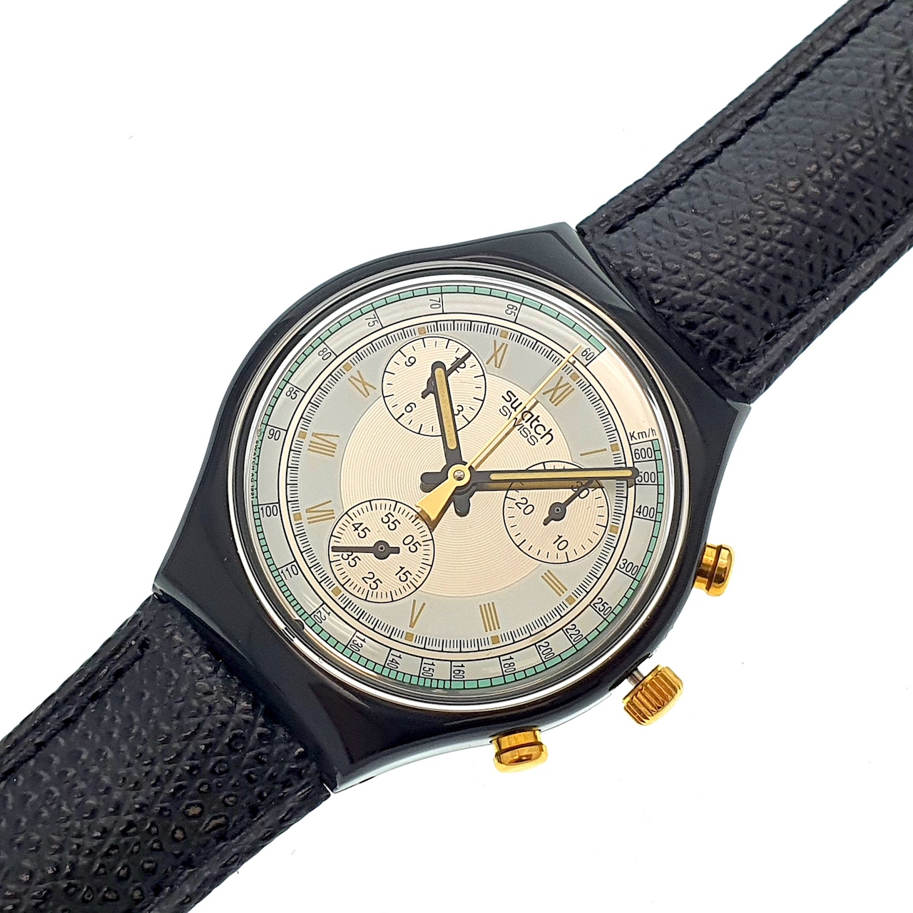 Vintage 1992 Swatch Chrono COLOSSAL SCB109 unworn mint condition running  with new battery 37mm diameter leather band new in box - Etsy Nederland