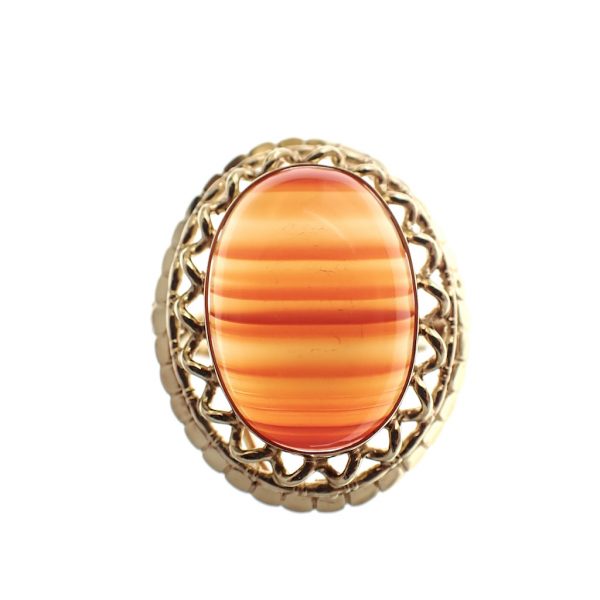 Vintage gouden ring met carneool bandagaat