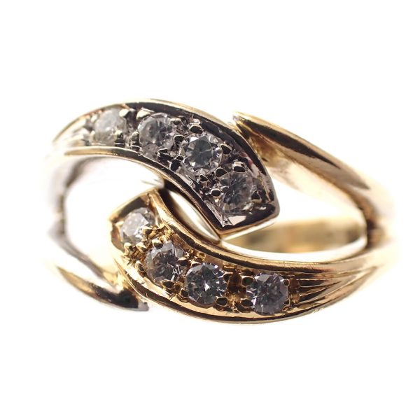 18 Krt. Bicolor gouden ring met diamanten 0,16 ct.