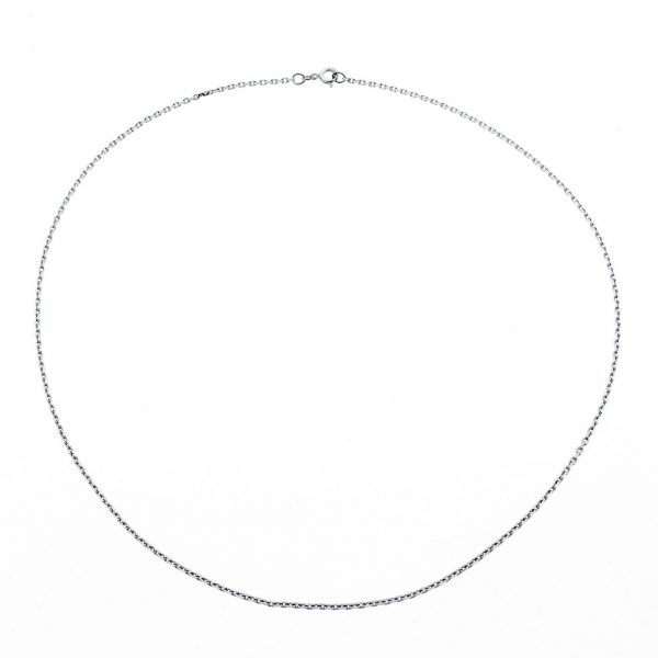 Witgouden dunne anker schakel ketting; Binder | 51 cm