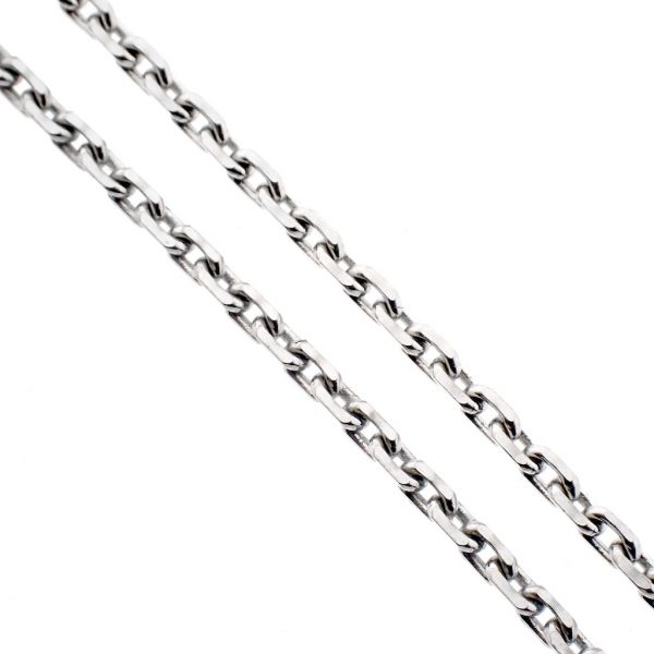 Witgouden dunne anker schakel ketting; Binder | 51 cm