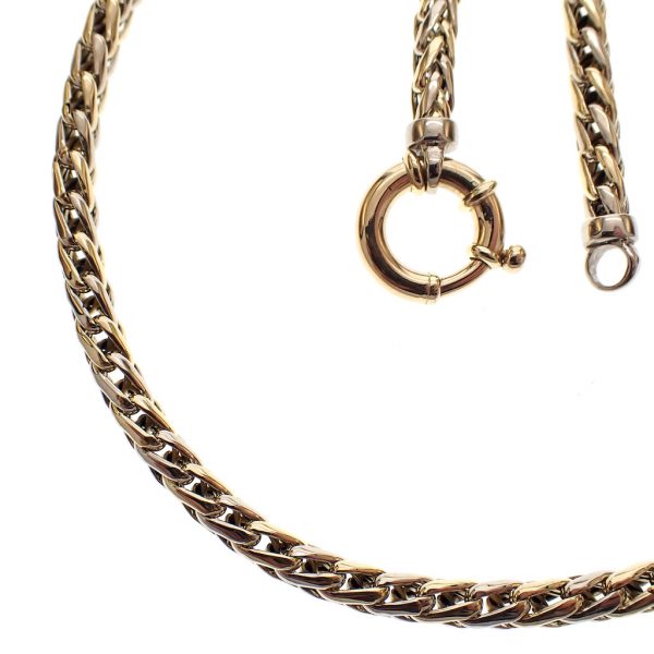 Bicolor gouden gevlochten collier; Vossenstaart schakel | 45 cm