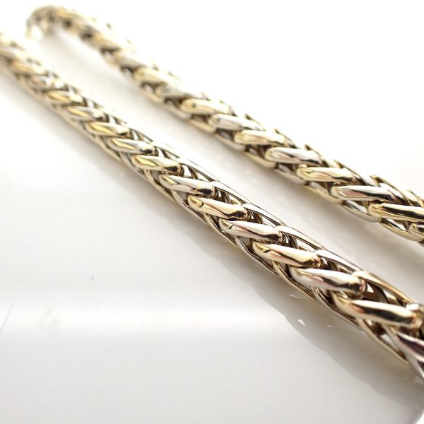 Bicolor gouden gevlochten collier; Vossenstaart schakel | 45 cm