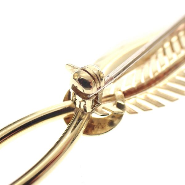 Gouden broche van twee veren