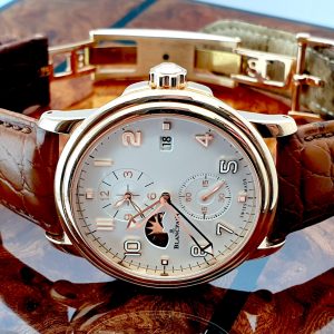 Blancpain Leman Dual Time; 18k Rosé gouden heren horloge