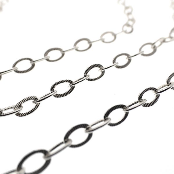 Zilveren geribbelde anker schakel ketting | 70 cm