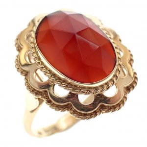 vintage gouden ring chalcedoon