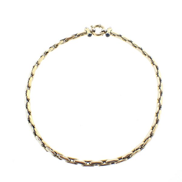 18 Krt. Bicolor gouden solide schakel collier | 46 cm