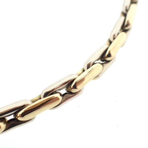 18 Krt. Bicolor gouden solide schakel collier | 46 cm