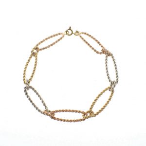 Tricolor gouden schakel armband | 21 cm