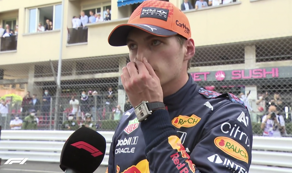 Max Verstappen met TagHeuer Monaco horloge