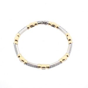 18 karaat wit- geelgouden armband met diamanten, bicolor