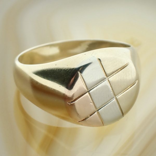 Tricolor gouden heren zegelring