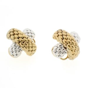 18 karaat bicolor gouden oorstekers van het merk FOPE met Novecento mesh