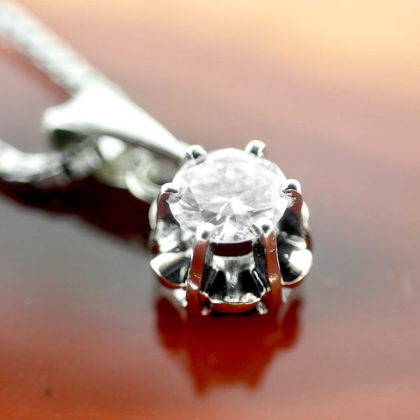 Witgouden Venetiaanse ketting met hanger | diamant 0,23 ct. | 40 cm