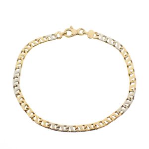 14 karaat bicolor fantasie schakel armband