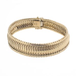 14 karaat geelgouden fantasieschakel armband