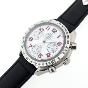 Omega Speedmaster Reduced; Chronograaf horloge met parelmoer wijzerplaat