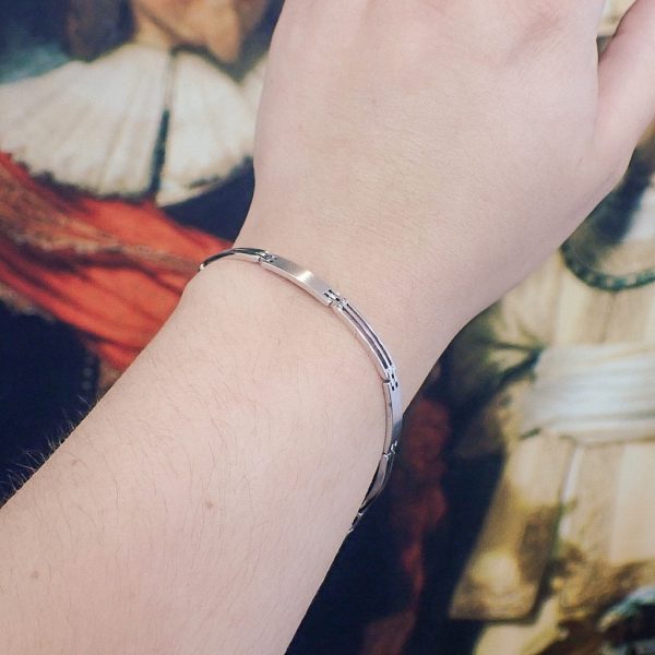 Witgouden fantasie schakel armband | 19,5 cm