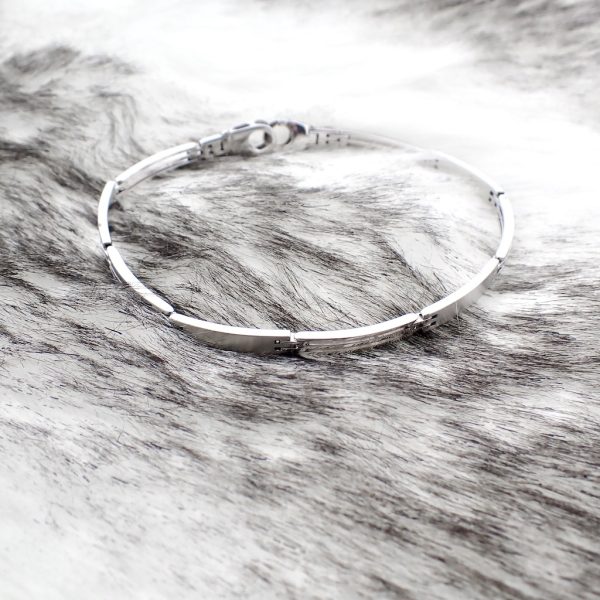 Witgouden fantasie schakel armband | 19,5 cm