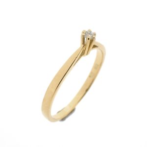 14 karaat geelgouden solitair ring met 0,04 ct. diamant