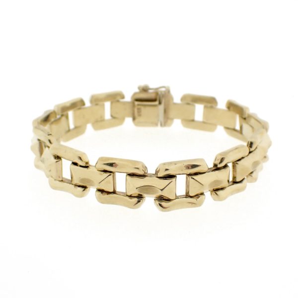 8 Krt. Fantasie schakel armband | 18 cm