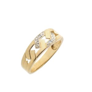 14 karaat geelgouden ring met 0,01 ct. diamanten