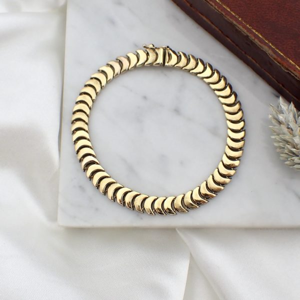 8 Krt. Fantasie schakel armband | 20 cm