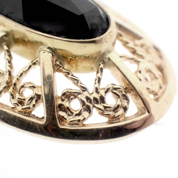 Vintage gouden hanger met ovale granaat