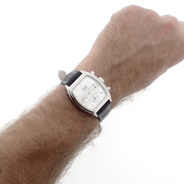DuBois & Fils 'Grande Date'; Limited 18k. witgouden heren horloge met chronograaf