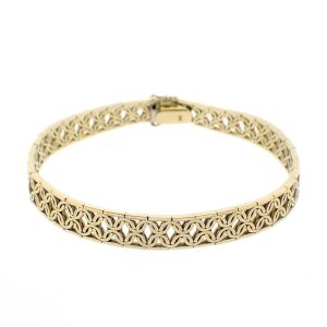 14 karaat geelgouden armband met fantasie schakels