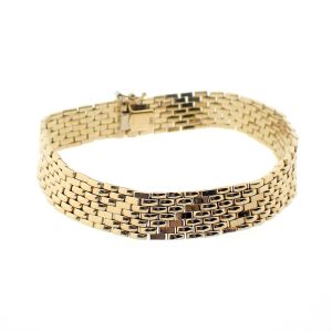 14 karaat geelgouden armband met fantasieschakels