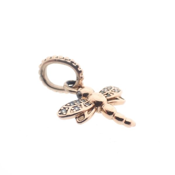 Pandora Moments hangende bedel; Rosé verguld; Dragonfly