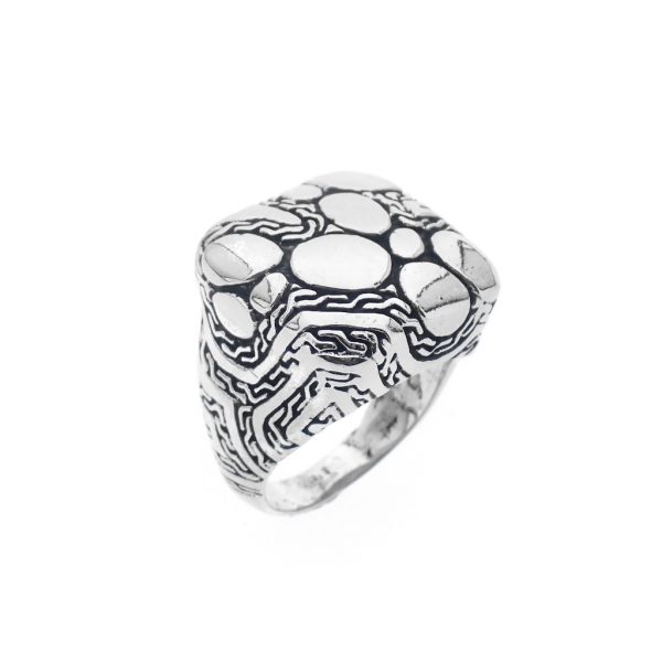 zilveren ring met maori patroon en ovalen